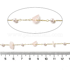 Handmade Natural Rose Quartz Chip Beaded Chains&nbsp;CHC-F020-02G-02