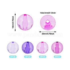 20Pcs 4 Colors Transparent Acrylic Beads&nbsp;MACR-TADJ0001-02A