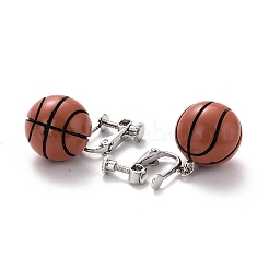 Round Basketball Dangle Clip-on Earrings for Women&nbsp;LS-EJEW-Z015-08