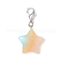 10Pcs Glitter Star Opaque Resin Pendant Decorations&nbsp;HJEW-JM02875