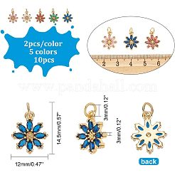 10Pcs 5 Colors Rack Plating Brass Micro Pave Cubic Zirconia Charms&nbsp;ZIRC-HY0001-03