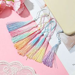 30Pcs Gradient Polyester Tassel Pendant Decoration&nbsp;HJEW-CJ0001-10