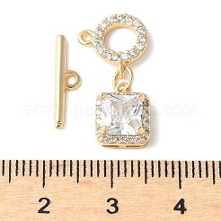 Brass Pave Clear Cubic Zirconia Toggle Clasps&nbsp;KK-A253-08G