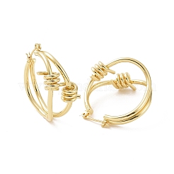 Brass Thorns Beaded Hoop Earrings for Women&nbsp;EJEW-F303-09G