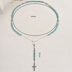 Synthetic Turquoise Rosary Bead Necklaces&nbsp;QO6438