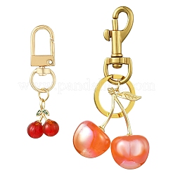 Cherry Lampwork & Resin Pendant Decoration&nbsp;HJEW-SW00115-02