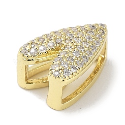 Rack Plating  Brass Micro Pave Clear Cubic Zirconia Slide Charms&nbsp;KK-R163-10G