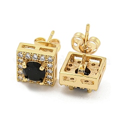 Brass Micro Pave Cubic Zirconia Ear Studs&nbsp;EJEW-P261-15G