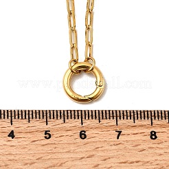 304 Stainless Steel Spring Gate Ring Pendant Paperclip Chain Necklaces for Women&nbsp;NJEW-Z091-13G