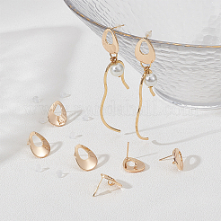 12Pcs Brass Hollow Out Teardrop Stud Earring Findings&nbsp;KK-BC0010-94