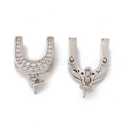 Brass Micro Pave Clear Cubic Zirconia Fold Over Clasps&nbsp;KK-K271-03P