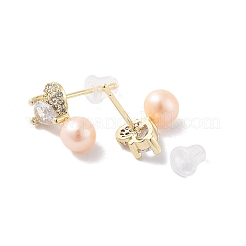 Natural Pearl Dangle Stud Earrings&nbsp;EJEW-P256-59G