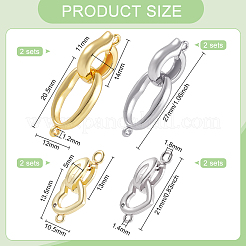 8 Sets 4 Styles Rack Plating Brass Fold Over Clasps&nbsp;KK-FH0009-91