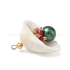 Natural Shell & Round Glass Pendants&nbsp;PALLOY-MZ00912-08