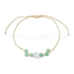 Round Natural Malaysia Jade & Cat Eye Beaded Necklace & Bracelet & Dangle Earring Sets&nbsp;SJEW-JS01334