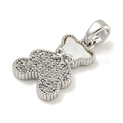 Brass Micro Pave Clear Cubic Zirconia Pendants&nbsp;KK-P275-18P