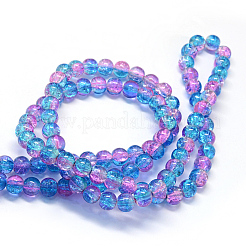 Baking Paint Transparent Crackle Glass Round Bead Strands&nbsp;DGLA-Q018-8mm-64