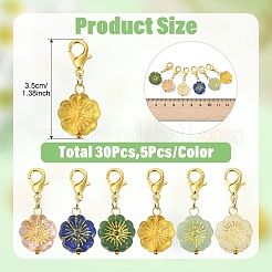 30Pcs 6 Styles Glass Pendant Decorations&nbsp;HJEW-YW00376