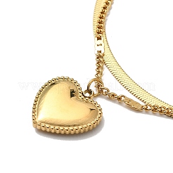 304 Stainless Steel Herringbone & Curb Chains Double Layer Necklaces&nbsp;NJEW-H024-06G