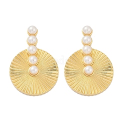 Flat Round Brass Stud Earrings&nbsp;KK-U058-60G