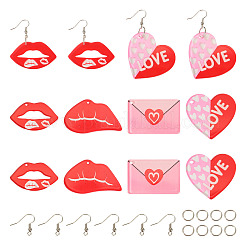 DIY Valentine's Day Love Heart Acrylic Dangle Earrings Making Kit&nbsp;DIY-TA0009-29