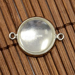 14mm Dome Clear Glass Cover and Platinum Brass Cabochon Connector Setting Sets&nbsp;DIY-X0088-P-NR