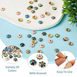 60Pcs 10 Style Alloy Enamel Bead Caps&nbsp;FIND-YS0001-16
