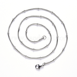 Non-Tarnish 304 Stainless Steel Round Snake Chain Necklace&nbsp;NJEW-S420-009A-P