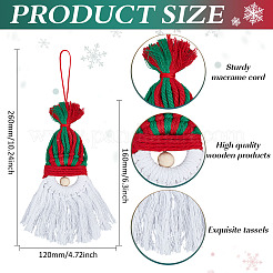 4Pcs Christmas Handmade Woven Macrame Cotton Thread Santa Claus Pendant Decorations&nbsp;HJEW-MA00017