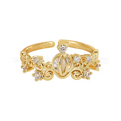 Brass Micro Pave Clear Cubic Zirconia Cuff Open Rings for Women&nbsp;WG0B9D7-01