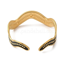 304 Stainless Steel with Enamel Open Cuff Bangles&nbsp;AJEW-Z009-05A-G