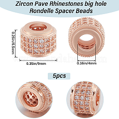 5Pcs Brass Micro Pave Cubic Zirconia Beads&nbsp;ZIRC-BBC002-81A