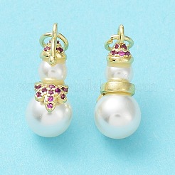 Brass & Cubic Zirconia & Plastic Imitation Pearl Pendants&nbsp;KK-G469-09G