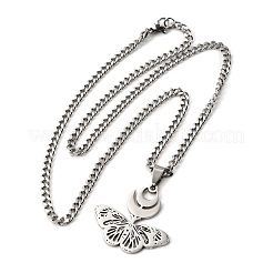Hollow Butterfly 201 Stainless Steel Pendant Necklaces for Women&nbsp;NJEW-M105-08P