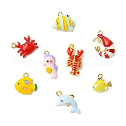8Pcs 8 Styles Marine Organism Alloy Enamel Pendants&nbsp;ENAM-CJ0007-44