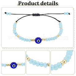 4Pcs 4 Colors Glass & Plastic Evil Eye Braided Bead Bracelets Set&nbsp;BJEW-AN0001-27