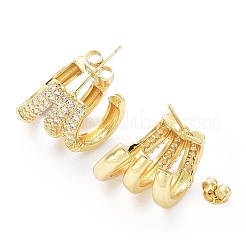 Clear Cubic Zirconia Round Stud Earrings&nbsp;EJEW-G350-02G