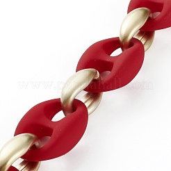 Handmade Spray Painted CCB Plastic & Rubberized Style Acrylic Coffee Bean Chains&nbsp;AJEW-JB00876