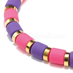 5Pcs 5 Colors Column Polymer Clay Stretch Beaded Bracelets&nbsp;BJEW-JB08765