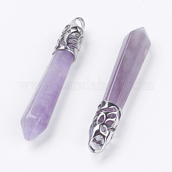 Natural Amethyst Pointed Pendants&nbsp;G-F228-07O-RS
