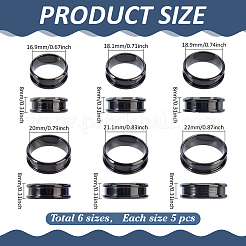 30Pcs 6 Styles 201 Stainless Steel Grooved Finger Ring Settings&nbsp;STAS-ME0003-12EB