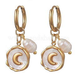 2 Pairs 2 Styles 304 Stainless Steel & Natural Shell Hoop Earrings&nbsp;EJEW-JE06946