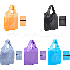 5Pcs 5 Colors Reusable Polyester Supermarket Shopping Tote Bags&nbsp;ABAG-CN0001-49