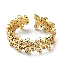 Brass Micro Pave Clear Cubic Zirconia Open Cuff Rings for Women&nbsp;LS-RJEW-G296-02G