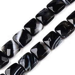 Dyed & Heated Natural Black Banded Agate/Striped Agate Beads Strands&nbsp;G-T138-170
