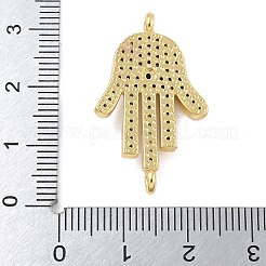 Rack Plating Brass Micro Pave Clear Cubic Zirconia Palm Connector Charms&nbsp;KK-A234-049G