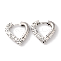 Brass Micro Pave Clear Cubic Zirconia Hoop Earrings for Women&nbsp;LS-EJEW-A110-05P