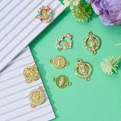 8Pcs 8 Styles Religion Brass Micro Pave Cubic Zirconia Connector Charms&nbsp;KK-SZ0007-87