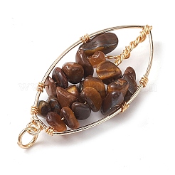 Natural Tiger Eye Chip Pendants&nbsp;PALLOY-JF02596-03
