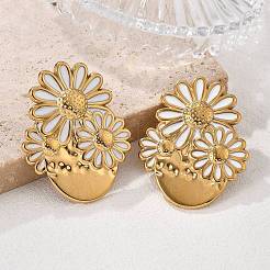 Flower 304 Stainless Steel Stud Earrings&nbsp;EJEW-V016-10G-02